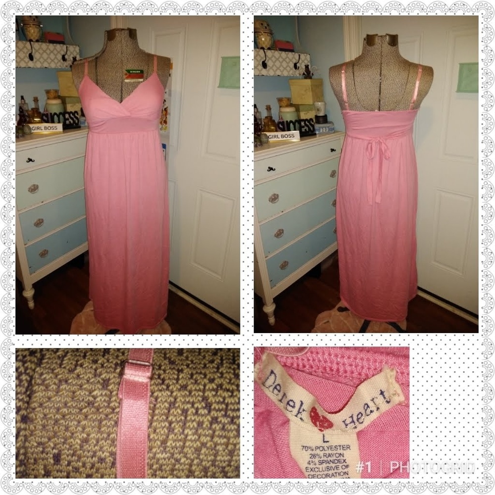 Derek Heart, L,bubble gum pink , cotton maxi dress